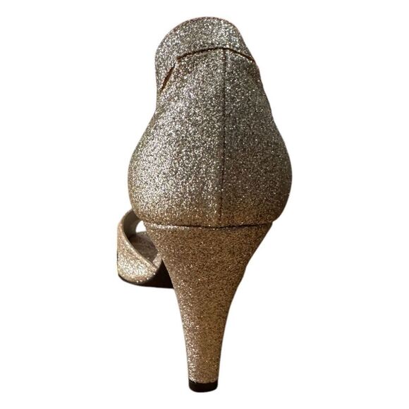 Anne Klein Garnet/Suede Gold Evening Peep Toe Pumps Women's Size 7.5M - Picture 6 of 9